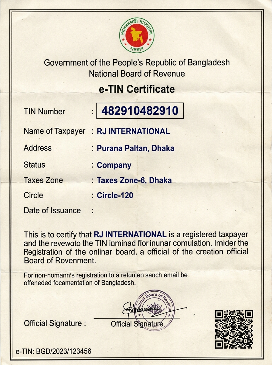 e-TIN Certificate National Board of Revenue